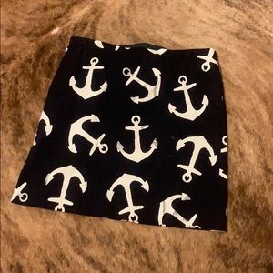 J crew navy & white anchor mini skirt 0